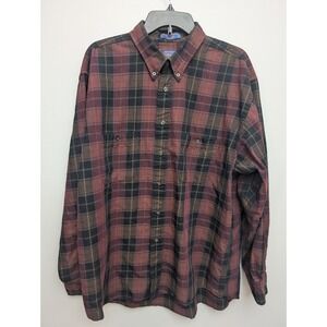 Z7 Pendleton XL Mason Red Brown Orange Plaid Flannel 100% Cotton Casual Work
